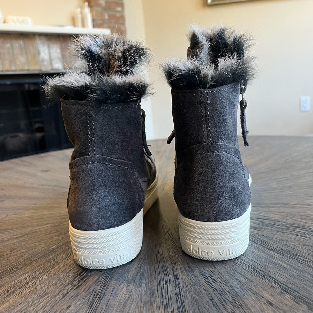 Dolce Vita Tulli Fur Lined Gray Suede Sneaker Boots Women's Size 6 - Picture 5 of 16